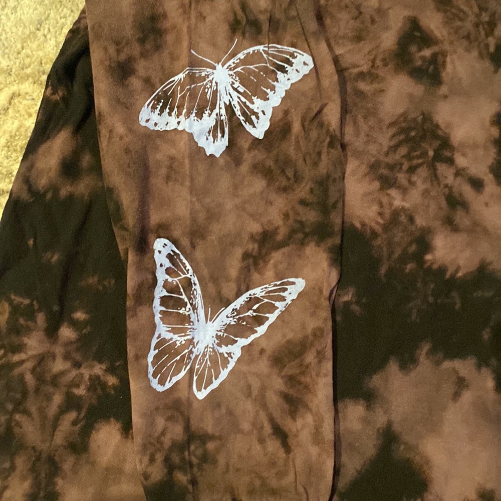 Long sleeve T Shirt Tie Dye butterfly ‘Be the good’ periwinkle - Picture 6 of 10